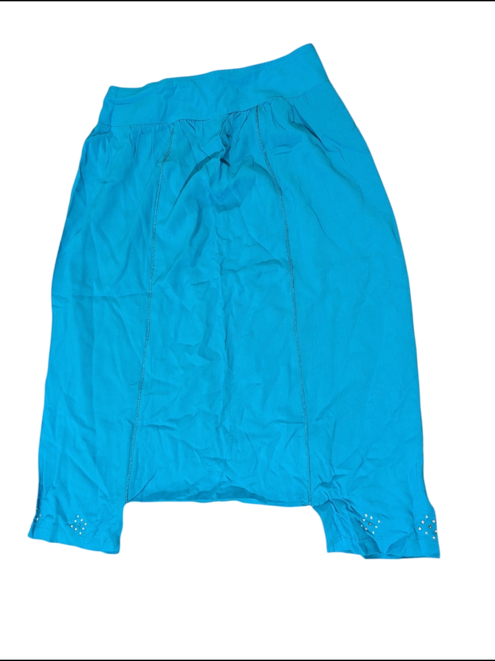 2/22$ Bright Turquoise Blue Casual Midi Skirt